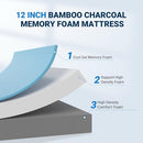 Avenoco California King 12 Inch Memory Foam Mattress - WHITE/GRAY - Brand New