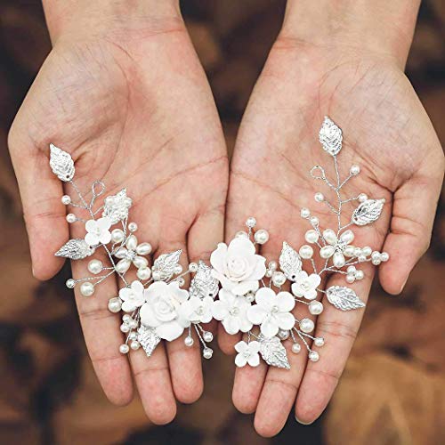 CASDRE FLOWER BRIDE WEDDING HAIR VINE PEARL BRIDAL HEADPIECE - SILVER - Like New