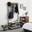VASAGLE Industrial Coat Rack Stand, Shoe Rack Bench, UHSR46BX - RUSTIC BROWN - Like New
