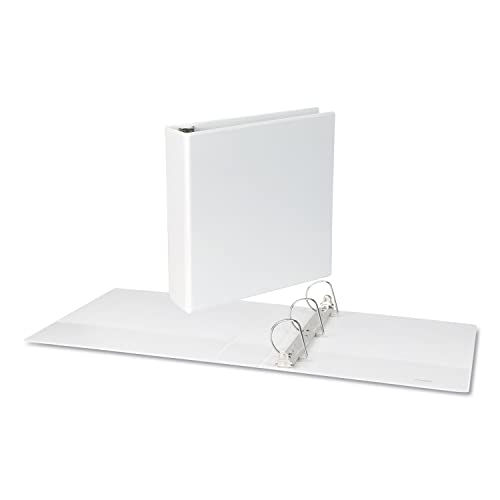 UNIVERSAL ECONOMY D-RING VINYL VIEW BINDER, 2-INCH CAPACITY, WHITE - WHITE - Brand New