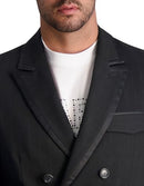 WL3B6711 KARL LAGERFELD MEN'S DOUBLE-BREASTED TUXEDO SATIN TRIM BLACK XL - Brand New