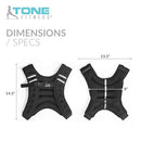 TONE FITNESS WEIGHTED VEST 12 POUNDS - DARK BLACK - Like New