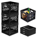 CLEVERMADE COLLAPSIBLE 25L (6 GAL) STACKABLE STORAGE BINS 8034174 - BLACK - Like New