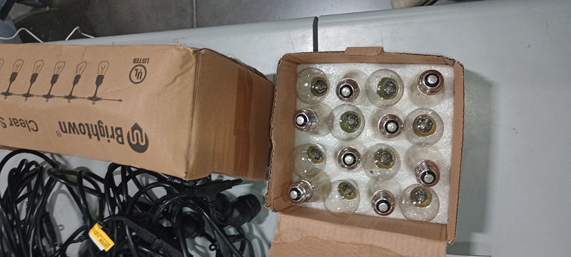 BRIGHTTOWN OUTDOOR STRING LIGHTS LED 48FT COMMERCIAL GRADE HEAVY DUTY - BLACK - Like New