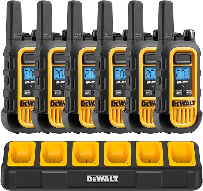 DEWALT 1 Watt Heavy Duty Walkie Talkies Two-Way 6 Pack DXFRS300-BCH6 - Yellow Like New