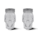 DURA LIVING Set of 2 Skull Mason Jar Glasses with Lids | 16oz - Like New