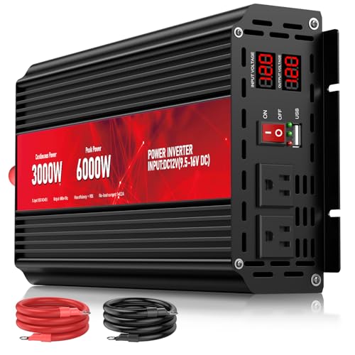 ROARBATT 3000W POWER INVERTER,12V DC AC 110V120V PEAK POWER 6000W - RED - Like New