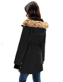 GRACE KARIN Women's Winter Drawstring Hood Coat Parkas Fleece Lined Black L - Like New