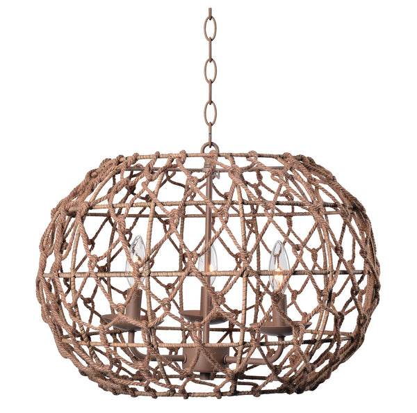 Kenroy Home 92072TN Torus Rustic Woven Pendant Light Fixture, Tan - Like New