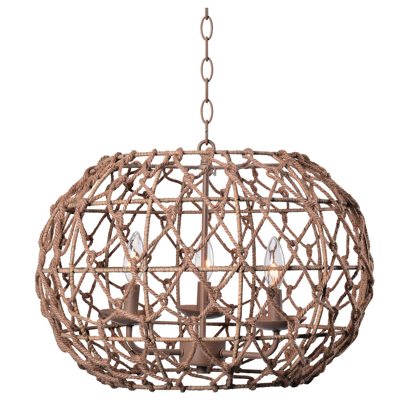 Kenroy Home 92072TN Torus Rustic Woven Pendant Light Fixture, Tan - Like New