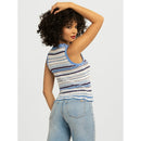 JESSICA SIMPSON KIARI COTTON SWEATER TANK TOP - SIZE: WOMEN L - BLUE COMBO - Brand New
