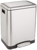 AMAZON BASICS Dual Bin 30-Liter Trash Can C-10049FM-30L Brushed Stainless Steel Like New