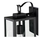 UIXE 2-LIGHT MATTE BLACK HARDWIRED OUTDOOR LANTERN SCONCE SEEDED GLASS - BLACK - Like New
