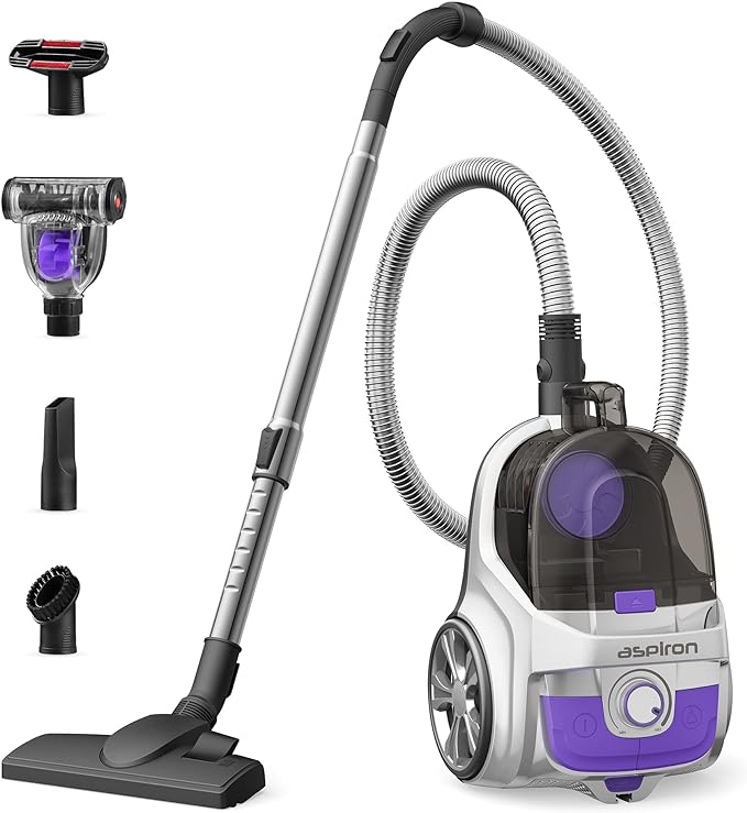 Aspiron Upgraded Canister 1200W Bagless Vacuum Cleaner AS-CA006 - Silver Purple Like New