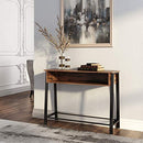 VASAGLE INDUSTRIAL SOFA TABLE, CONSOLE MESH RACK, LNT93X - RUSTIC BROWN - Like New