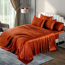 P POTHUINY SATIN SHEETS KING 6 PIECES BURNT ORANGE - Like New