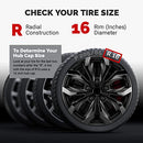 Pilot Automotive 16" Spyder Gunmetal Grey & Black Universal Hubcap 4-pack - Like New