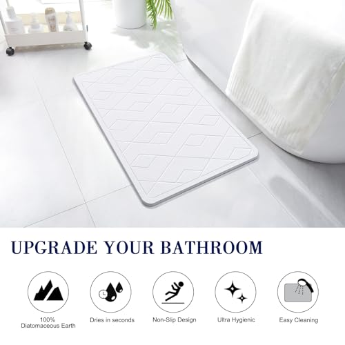 Kooteta SBM-LX-W Stone Bath Mat, Diatomaceous Earth Shower Mat - White Diamond Like New