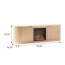 WALKER EDISON CHLOE REEDED TV STAND WITH FIREPLACE 75" 70" WECHL22704CO1 - Oak - Brand New