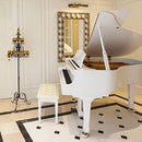 ALIMORDEN PU Leather Cushion Solo Piano Bench Stool Sheet Music Storage -White - Brand New