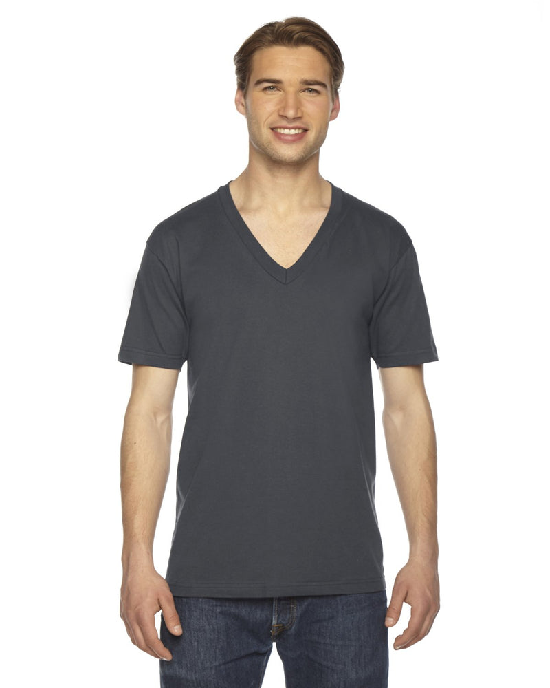 AMERICAN APPAREL UNISEX FINE JERSEY SHORT-SLEEVE V-NECK - SIZE: XL - ASPHALT - Like New