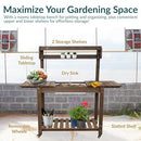 Sunnydaze Wheeled Garden Potting Bench with Sink - Brown - Like New