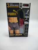 PUMA 3 PACK BOXER BRIEF PERFORMANCE 360 MESH DRYCELL - SIZE: M - RED/BLACK/GRAY - Brand New
