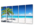 S03958 Large Canvas Wall Art Summer Ocean Waves Coconut Trees 12x32 x5pcs - Brand New