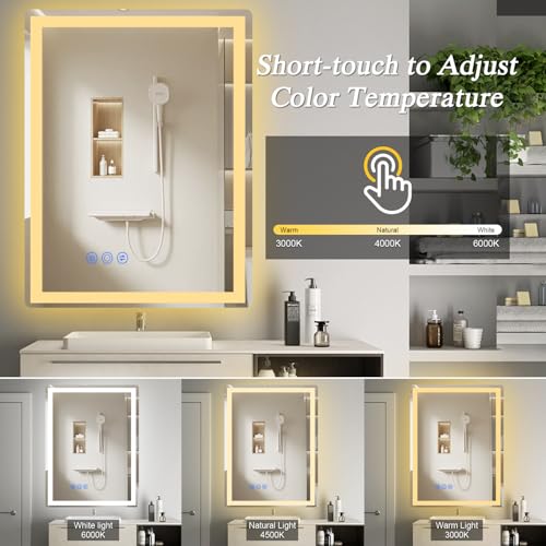 GOZOOM LED BATHROOM MIRROR 16X24 MIRROR LIGHTS WALL-MOUNTED - BLACK - Like New