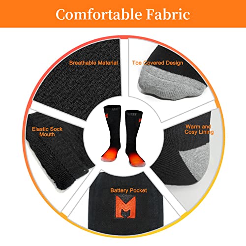 MUTOUHE HEATED SOCKS FOR MEN AND WOMEN, BATTERY HEATED SOCKS WASHABLE - BLACK - Like New