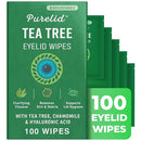 PURELID 100PCs Tea Tree Eyelid Wipes Dry Eyes Allergies Wipes - Brand New