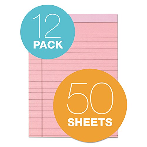 TOPS PRISM WRITING PADS, LEGAL RULE, PINK, PERFORATED 50 SHEETS 12 PACK (63150) - Brand New