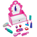 ROSEART WOODEN FASHION VANITY PLAY SET, 12 PIECE PRETEND PLAY HAIR - MULTICOLOR - Like New