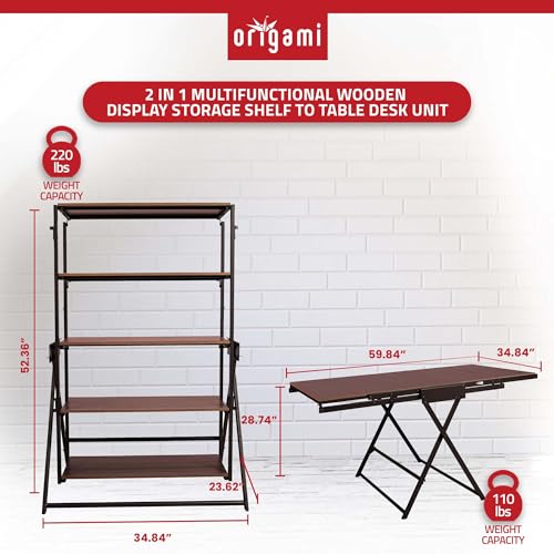 Origami modern 2 in 1 shelf to table Style, Organizer Deco Rack (STT-VBWOAK) - Like New