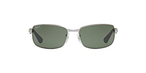 RAY BAN RB3478 004/58 60-17 POLISHED GUNMETAL FRAME G-15 GREEN LENSES - Like New