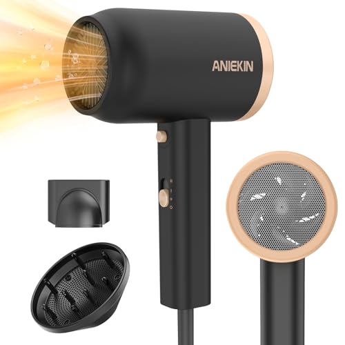 ANIEKIN Hair Dryer 1875W Ionic Blow Dryer Diffuser Concentrator - Black/Gold Like New