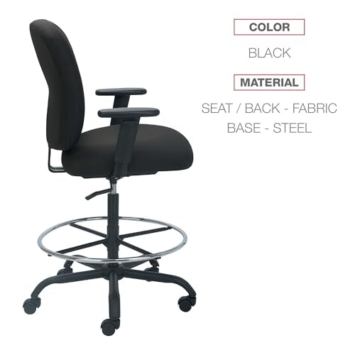 Alera ALE Mota Series Big and Tall Stool, Black - Like New