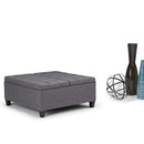 SIMPLIHOME Harrison 36" Wide Transitional Square Coffee Table Ottoman - Grey - Like New