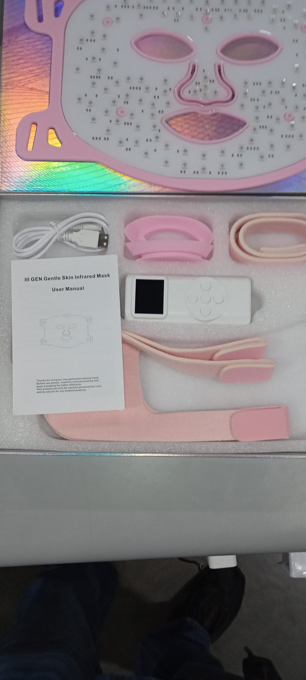 3RD GEN GENTLE MASK RED LIGHT THERPY LED FACE MASK LIGHT THERAPY AT HOME - PINK - Like New