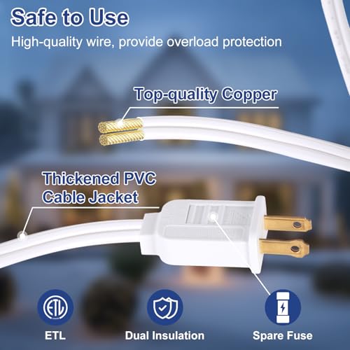 BRIGHTEVER PERMANENT OUTDOOR LIGHTS ALL SEASON WARM WHITE INDOOR, 100FT, 72 LEDs - Brand New