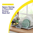 SWEET HOME SPACE-SAVING 3PIECE DISH DRAINER RACK SET CUTLERY HOLDER - SILVER - Brand New