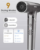 BEAUTURAL 1600W HIGH-SPEED FOLDABLE DUAL VOLTAGE TRAVEL HAIR DRYER GRAY - Like New