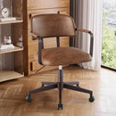 BERYTH Home Office Desk Chair PU Leather Mid-Century Modern DESK MID-BROWN - Brand New