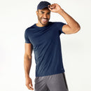 COMFORT COLORS CAPTAIN AMERICA DISTRESSED SHIELD GRAPHIC TEE - SIZE: L - NAVY - Like New