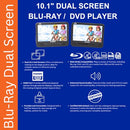 Sylvania 10.1" Dual Screen 720p Portable Blu-ray DVD SDVD1087 - BLACK Like New