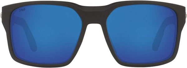 Costa Del Mar Tail Walker Square Sunglasses 06S9003 - MATTE BLACK/BLUE MIRRORED Like New