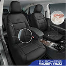 SKECHERS MEMORY FOAM CAR SEAT COVERS, LYCRA, FRONT SEAT PROTECTOR AIRBAG - BLACK - Like New