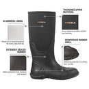 HISEA MEN'S NEOPRENE RAIN BOOTS WATERPROOF DURABLE RUBBER TALL BOOTS - GRAY - Like New