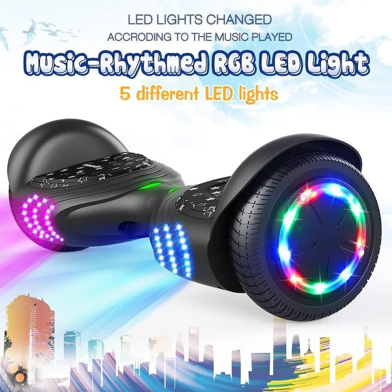 TOMOLOO HOVERBOARD WITH BLUETOOTH SPEAKER - BLACK - Like New