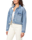 kensie Jeans for Women Crop Cargo Jacket with Sherpa Lining, Pippa, Large - Brand New